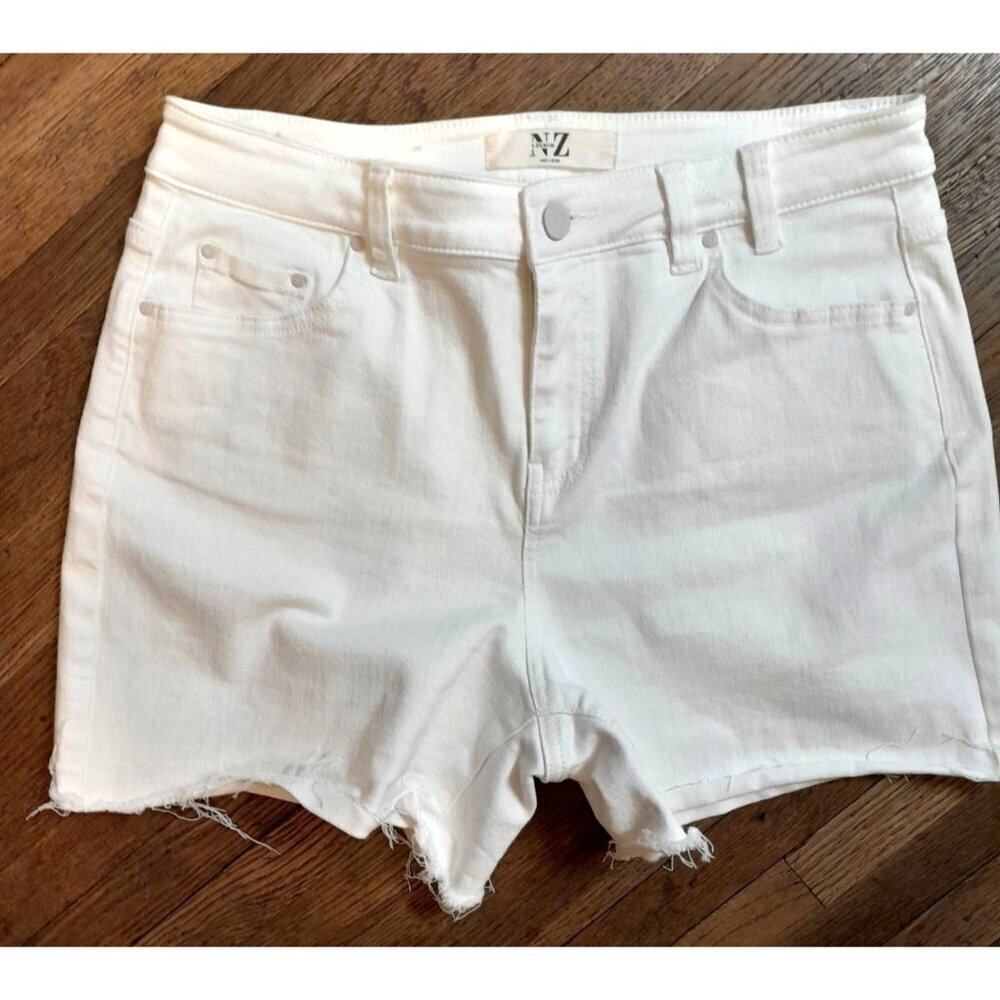 Nic + Zoe Denim Shorts Jorts High Rise Raw Hem Stretch Size 28